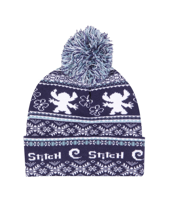 Hat Stitch Fair Isle Pom Beanie Navy Blue