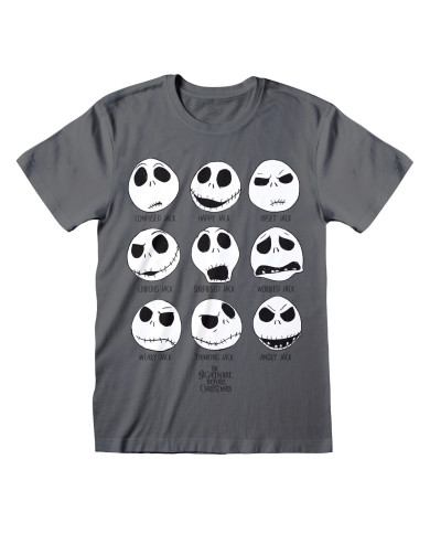 Unisex Short Sleeve T-Shirt The Nightmare Before Christmas Many Faces Dark grey