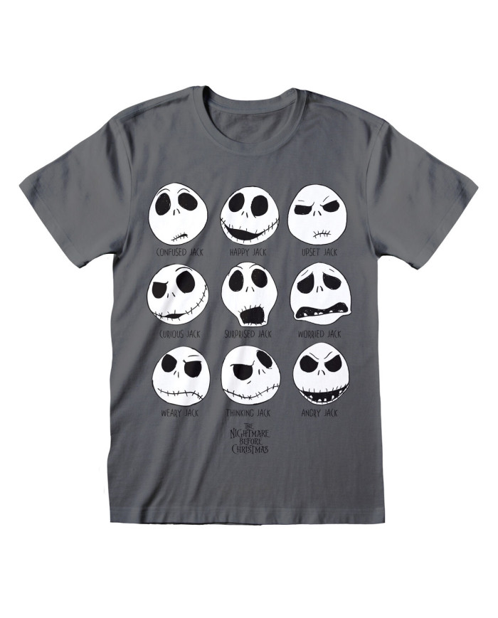 Unisex Short Sleeve T-Shirt The Nightmare Before Christmas Many Faces Dark grey