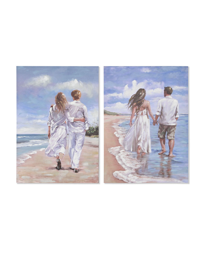 Canvas Home ESPRIT Canvas MDF Wood 70 x 3 x 100 cm
