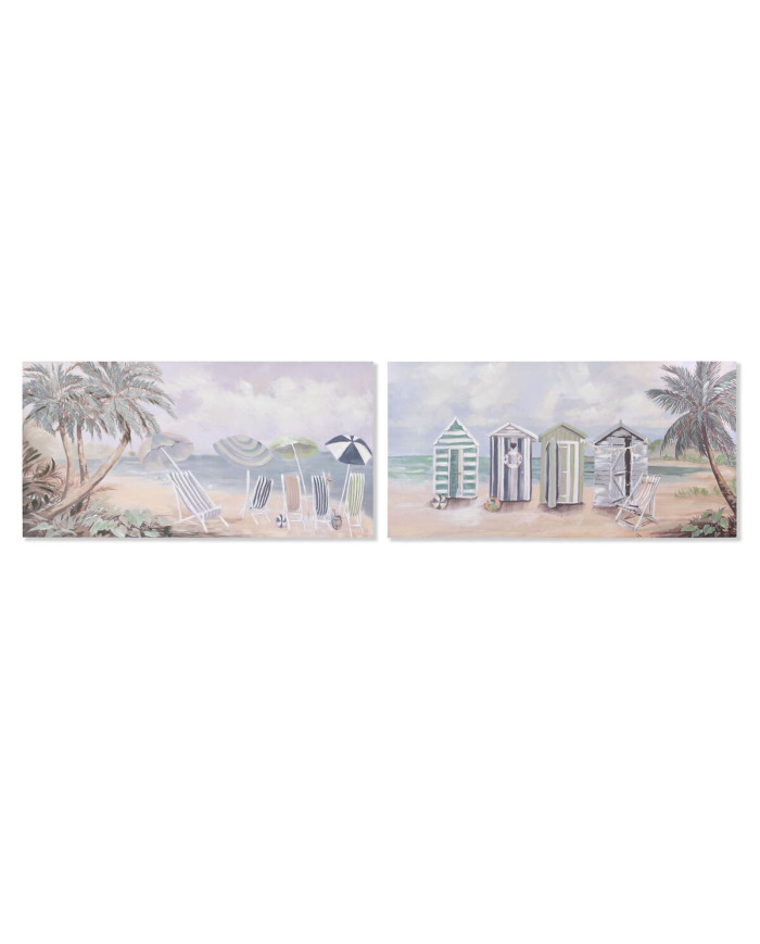 Canvas Home ESPRIT Canvas MDF Wood 120 x 3 x 60 cm Beach