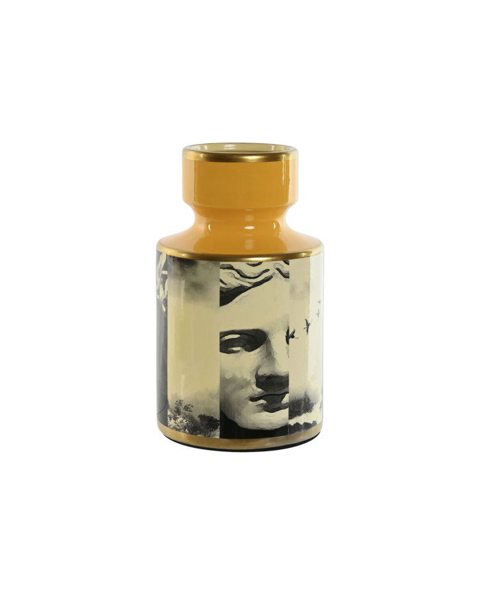 Vase Home ESPRIT Yellow Black Golden Porcelain 14 x 14 x 24,5 cm