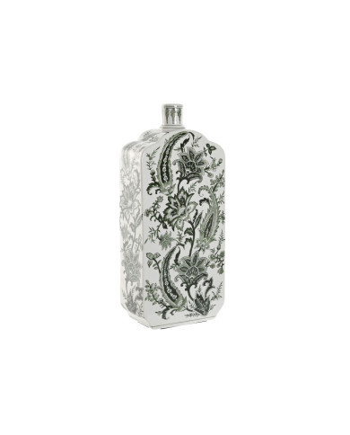 Vase Home ESPRIT White Green Porcelain Leaf of a plant 21 x 10 x 48 cm