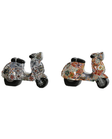 Decorative Figure Home ESPRIT Multicolour Mediterranean scooter 14 x 8 x 11 cm (2 Units)