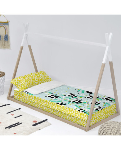 Quilted Zipper Bedding HappyFriday Moshi Moshi Panda Garden Blue Blue 42 x 20 x 50 cm