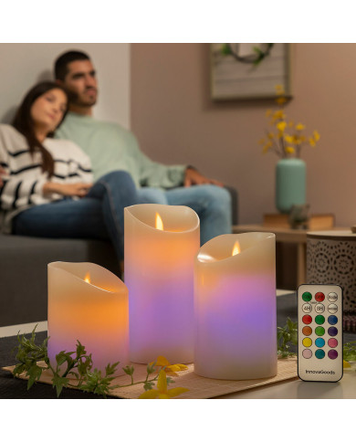 Multicolour Flame-Effect LED Candles with Remote Control Lendles InnovaGoods White 3 Units (Refurbished A)
