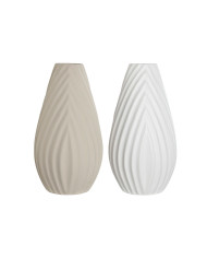 Vase Home ESPRIT White Beige Stoneware Traditional style 24 x 24 x 41 cm (2 Units)