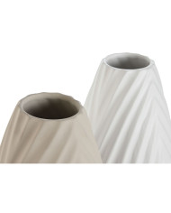 Vase Home ESPRIT White Beige Stoneware Traditional style 24 x 24 x 41 cm (2 Units)