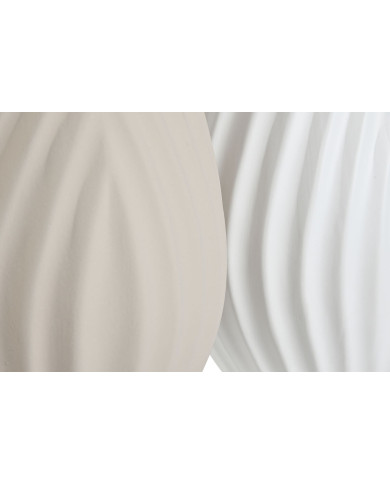 Vase Home ESPRIT White Beige Stoneware Traditional style 24 x 24 x 41 cm (2 Units)
