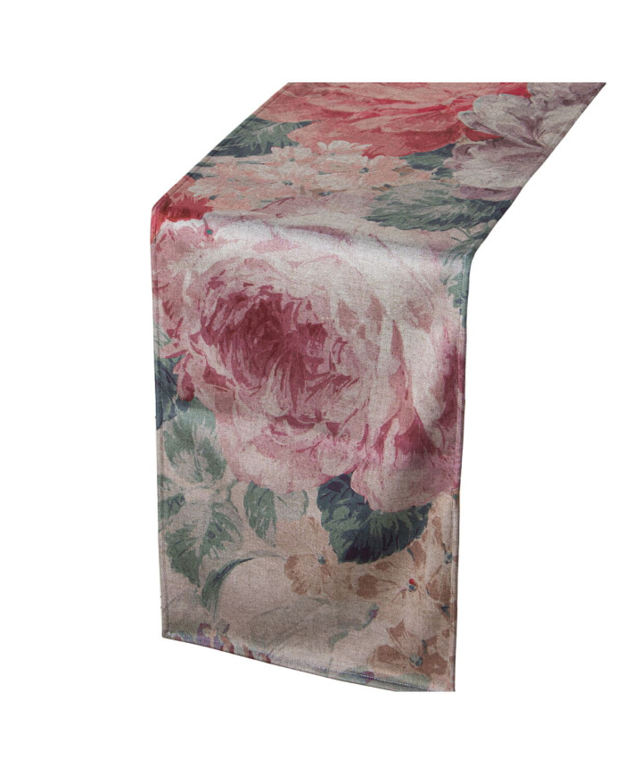 Table Runner Alexandra House Living Pink Textile Velvet Floral