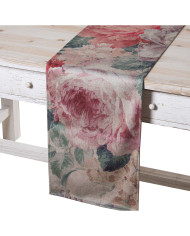 Table Runner Alexandra House Living Pink Textile Velvet Floral