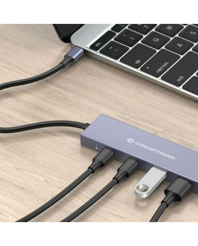 USB Hub Conceptronic HUBBIES13G Grey (1 Unit)
