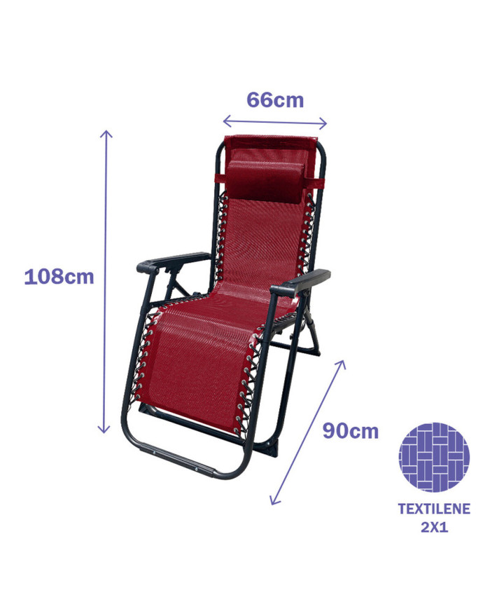 Folding Chair Marbueno Burgundy 90 x 108 x 66 cm