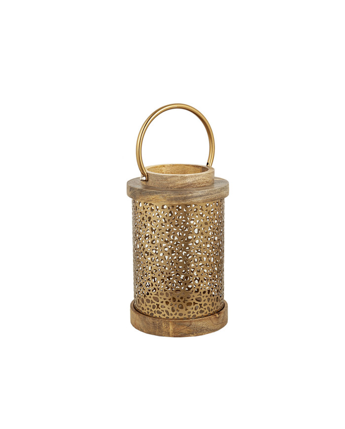 Lantern Romimex Brown Golden Wood Metal