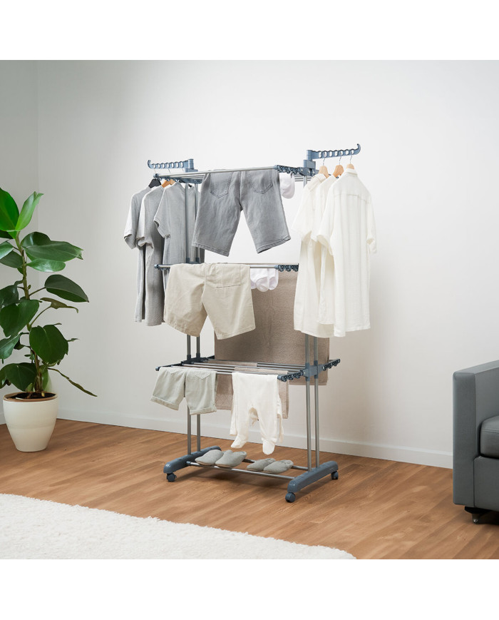 Folding Vertical Clothes Dryer with Wheels Dolver InnovaGoods 24 Bars