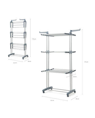 Folding Vertical Clothes Dryer with Wheels Dolver InnovaGoods 24 Bars