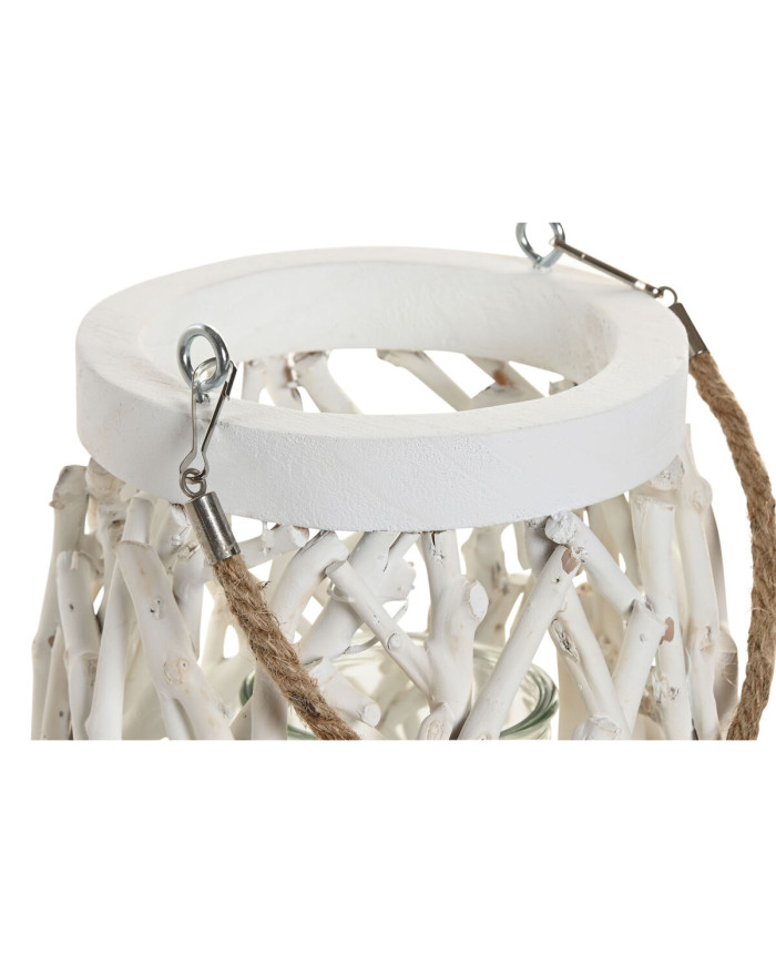 Candleholder Home ESPRIT White Wood Crystal 35 x 35 x 32 cm (2 Units)