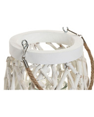 Candleholder Home ESPRIT White Wood Crystal 35 x 35 x 32 cm (2 Units)