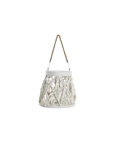 Candleholder Home ESPRIT White Wood Crystal 35 x 35 x 32 cm (2 Units)