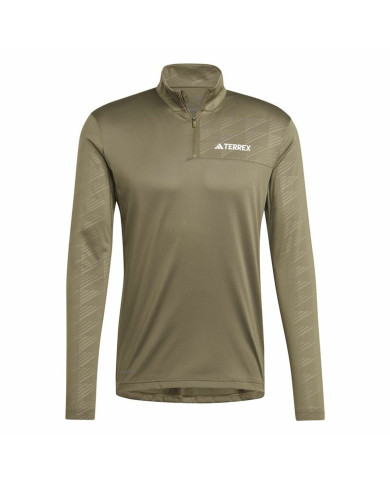 Men’s Sweatshirt without Hood Adidas Mt Half Zi Ls Brown