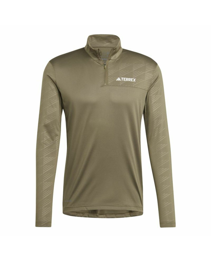 Men’s Sweatshirt without Hood Adidas Mt Half Zi Ls Brown