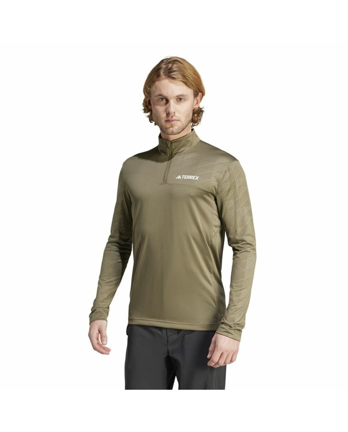 Men’s Sweatshirt without Hood Adidas Mt Half Zi Ls Brown