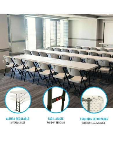 Folding Table Lifetime White Steel Rectangular (Refurbished C)