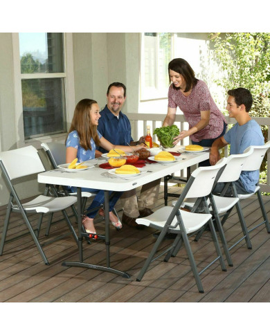 Folding Table Lifetime White Steel Rectangular (Refurbished C)