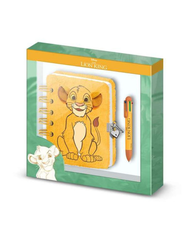 Spiral Notebook with Pen The Lion King Yellow 24 x 23 x 2,5 cm A5