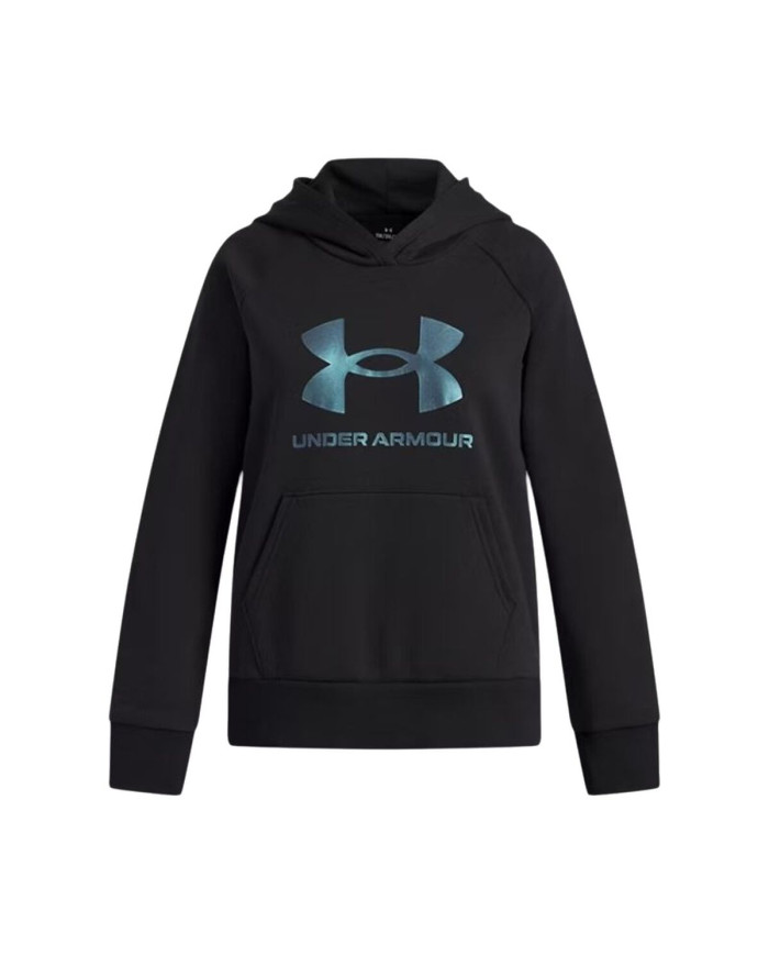 Hooded Sweatshirt for Girls Under Armour Rival Flc Shimmer Hdy Black