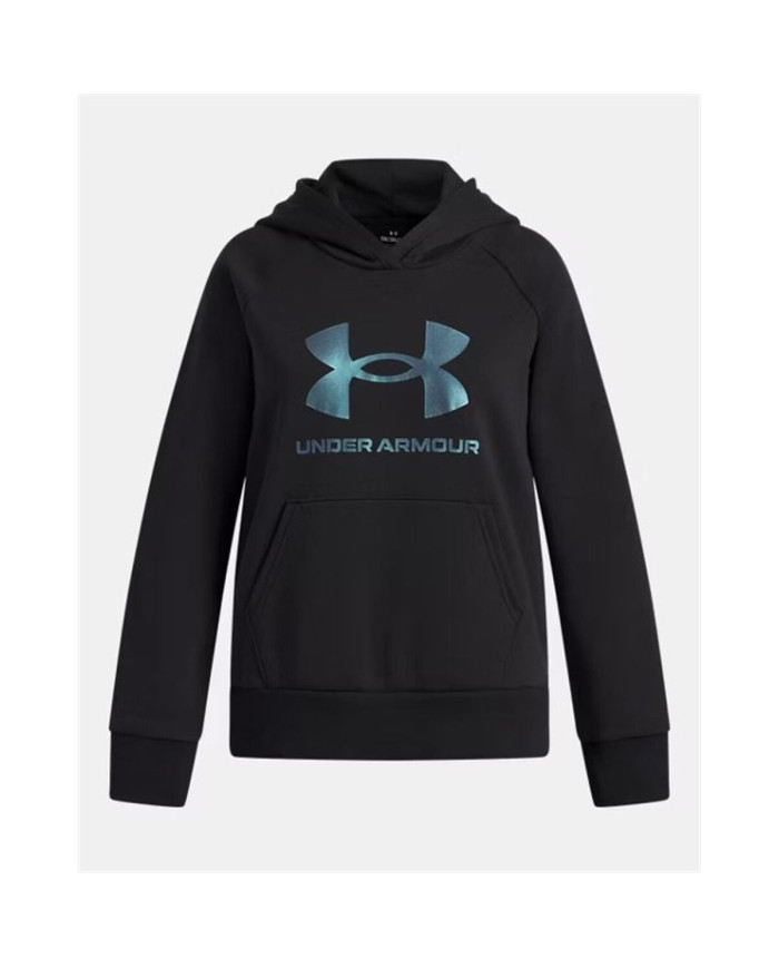 Hooded Sweatshirt for Girls Under Armour Rival Flc Shimmer Hdy Black