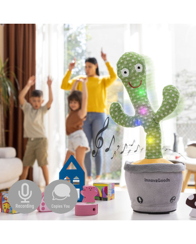 Rechargeable Dancing and Talking Cactus with Music and Multicoloured LED Cacxi InnovaGoods Green (Refurbished A)