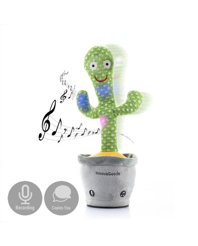 Rechargeable Dancing and Talking Cactus with Music and Multicoloured LED Cacxi InnovaGoods Green (Refurbished A)