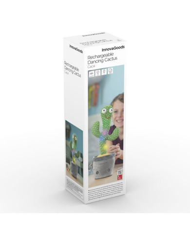 Rechargeable Dancing and Talking Cactus with Music and Multicoloured LED Cacxi InnovaGoods Green (Refurbished A)