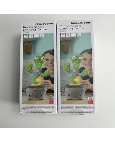 Rechargeable Dancing and Talking Cactus with Music and Multicoloured LED Cacxi InnovaGoods Green (Refurbished A)