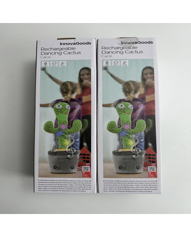 Rechargeable Dancing and Talking Cactus with Music and Multicoloured LED Cacxi InnovaGoods Green (Refurbished A)