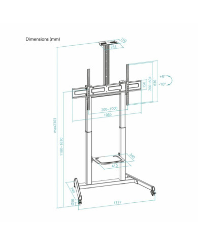 TV stand with wheels TooQ FS20406HM-B 60" 100" 120 kg 130 Kg (Refurbished A)
