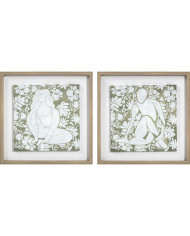 Canvas DKD Home Decor Wood Floral (2 Units) (Refurbished D)