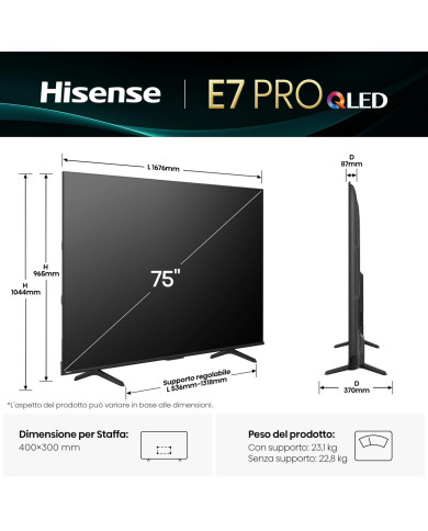 Smart TV Hisense 75E7Q PRO 4K Ultra HD 75" HDR QLED (Refurbished A)