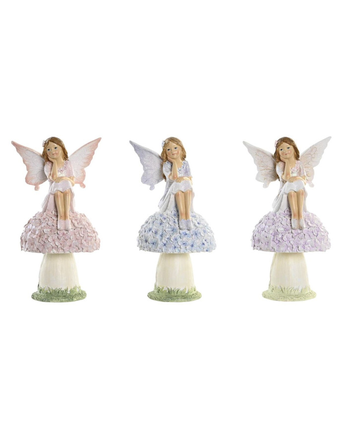 Decorative Figure DKD Home Decor Blue Pink Lilac Fairy 9,5 x 8 x 17 cm (3 Pieces)