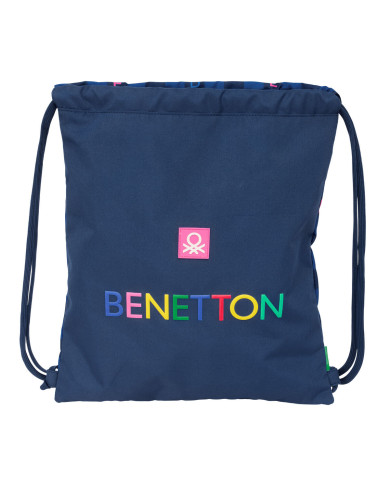 Backpack with Strings Benetton Damero Navy Blue 35 x 40 x 1 cm