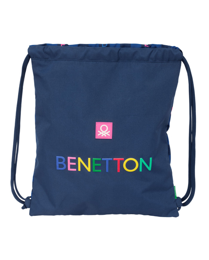 Backpack with Strings Benetton Damero Navy Blue 35 x 40 x 1 cm