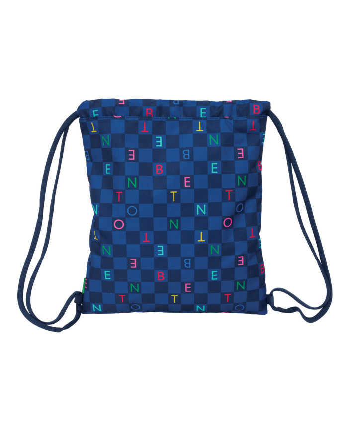 Backpack with Strings Benetton Damero Navy Blue 35 x 40 x 1 cm