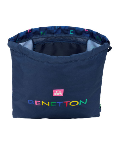 Backpack with Strings Benetton Damero Navy Blue 35 x 40 x 1 cm