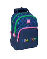 School Bag Benetton Damero Navy Blue 32 x 42 x 15 cm