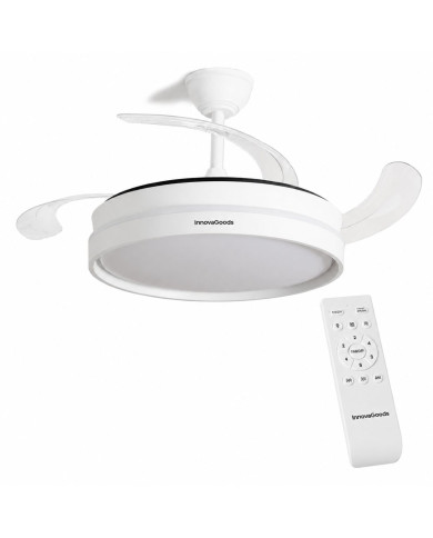 LED Ceiling Fan with 4 Retractable Blades Keteez InnovaGoods White 72 W Ø49-104 cm