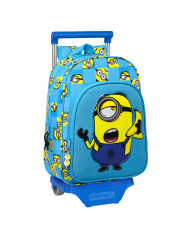 School Rucksack with Wheels Minions Minionstatic Blue (26 x 34 x 11 cm)