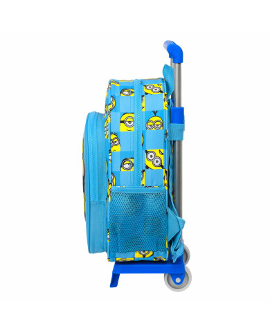 School Rucksack with Wheels Minions Minionstatic Blue (26 x 34 x 11 cm)