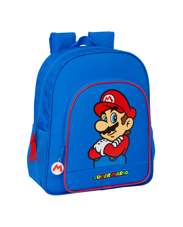 School Bag Super Mario Play Blue Red 32 X 38 X 12 cm