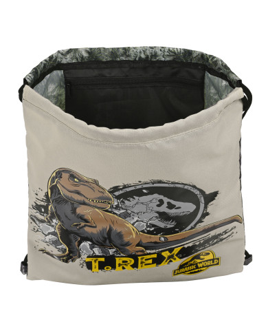 Backpack with Strings Jurassic World Warning Grey 35 x 40 x 1 cm